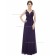 Fitted Discount Regency A-line Chiffon Beading Floor-length V-neck Bridesmaid Dress