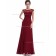 Beautiful Burgundy A-line Chiffon Lace , Ruffles Floor-length Bateau Bridesmaid Dress