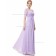 UK Lilac A-line Chiffon Lace Floor-length Bateau Bridesmaid Dress