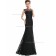 Online Romantica Black Mermaid Lace Floor-length Bateau Bridesmaid Dress