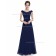 UK Girls Dark Navy A-line Chiffon Applique Floor-length V-neck Bridesmaid Dress