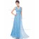 Beautiful Amazing Blue A-line Lace Applique Floor-length V-neck Bridesmaid Dress