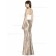 Cheap Stunning Column / Sheath Sequin V-neck Floor-length Gold Sleeveless Empire Waist Backless Bridesmaid Dress