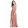 Fitted Best A-line V-neck Draped desert floor-length rose Chiffon Bridesmaid Dress