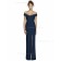 Vintage Stunning Satin Off-the-shoulder Dark Navy Split Column / Sheath floor-length Bridesmaid Dress