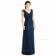 Elegant Amazing A-line Tiered Dark Navy Chiffon V-neck Floor-length Bridesmaid Dress