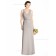Online Celebrity taupe Bow Satin floor-length Column / Sheath V-neck Bridesmaid Dress