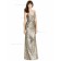 Beautiful Floor-length V-neck Sequin Champagne Column / Sheath Bridesmaid Dress