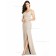 Online Discount Champagne Split Floor-length Mermaid V-neck Elastic Satin Bridesmaid Dress