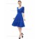 Girls V-neck Chiffon A-line Empire Knee-length Half-Sleeve Ruffles Royal Blue Bridesmaid Dress