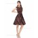 Cheap Stunning Sleeveless Hand Made Flower Satin A-line Knee-length Bateau Chocolate Empire Bridesmaid Dress