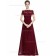 Vintage Girls A-line Sweetheart Natural Chiffon Floor-length Burgundy Applique Sleeve Cap Bridesmaid Dress