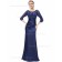 Beautiful Romantica Bateau Floor-length Natural Half-Sleeve Satin Mermaid Royal Blue Lace Bridesmaid Dress