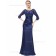 Beautiful Romantica Bateau Floor-length Natural Half-Sleeve Satin Mermaid Royal Blue Lace Bridesmaid Dress