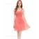 Fitted Girls Sweetheart Draped Chiffon A-line Knee-length Empire Sleeveless Watermelon Bridesmaid Dress