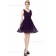 Elegant Girls A-line Sash Empire Knee-length Sleeveless V-neck Grape Chiffon Bridesmaid Dress