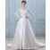 Zipper Lace / Applique Satin Ivory Long Sleeve Natural Sweep A-Line High Neck Wedding Dress