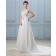 Empire Sleeveless Cathedral V Neck Ivory Backless Applique / Beading A-Line Satin / Chiffon Wedding Dress
