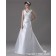 Natural Lace Up Satin Court Sleeveless Ivory V Neck Appliques / Beading A-line Wedding Dress
