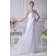 Sweetheart / One Shoulder A-line Chiffon Sweep Sleeveless Beading / Ruffles Ivory Zipper Empire Wedding Dress