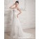 Sleeveless Zipper A-line Strapless / Bateau Sweep Ivory Satin / Lace Empire Ruffles / Beading / Sash / Bow Wedding Dress