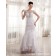 V Neck Ivory Lace / Beading Empire Satin / Lace Zipper Sleeveless Court Column / Sheath Wedding Dress