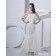 Embroidery Zipper V Neck Natural Satin / Lace Ivory Court Sleeve Short A-line Wedding Dress