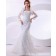 Empire Long Ivory Satin / Lace Strapless Beading / Embroidery Court Sleeve Zipper A-line Wedding Dress