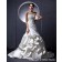A-line Natural Satin Applique / Ruffles / Beading / Embroidery Court One Shoulder Lace Up Sleeveless Ivory Wedding Dress