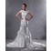 Bateau Zipper Cap Sleeve Ivory Dropped Applique / Beading Court Mermaid Taffeta Wedding Dress