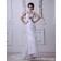 Sleeveless Lace Up Empire V Neck Applique / Beading / sash Column / Sheath White Court Satin / Tulle Wedding Dress