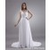 Column / Sheath Spaghetti Straps Sleeveless White Zipper Sweep Satin / Chiffon Beading / Sash Empire Wedding Dress