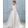 Zipper Natural A-line V Neck Half-Sleeve Applique / Ruffles / Beading / Lace Satin Court Ivory Wedding Dress