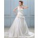Sleeveless Dropped Court A-line Hand Made Flower / Ruffles One Shoulder Satin Zipper Ivory Wedding Dress