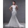 Mermaid Zipper Cap Sleeve Organza Jewel Ivory Court Dropped Applique / Beading Wedding Dress