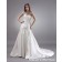 Dropped Lace Up A-line Sleeveless Applique / Beading Chapel Satin Ivory Strapless Wedding Dress