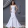 White Dropped Satin Ruffles / Sash Sweetheart Lace Up Mermaid Sweep Sleeveless Wedding Dress