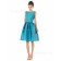 Taffeta Sleeveless Blue Natural Straps Bridesmaid Dress