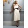 Sleeveless Tea-length Natural A-line Draped/Ruffles/Sash Bridesmaid Dress