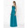 Floor-length Natural Blue Spaghetti-Straps Draped/Flowers/Ruffles/Sash Bridesmaid Dress