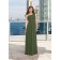 Sleeveless A-line Floor-length Dark-Green Chiffon Bridesmaid Dress