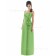 Bow/Ruffles Green Floor-length Strapless Satin Bridesmaid Dress