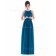 Blue Satin Draped/Ruffles Sleeveless Zipper Bridesmaid Dress