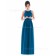 Blue Satin Draped/Ruffles Sleeveless Zipper Bridesmaid Dress