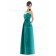 Floor-length Zipper Taffeta Draped/Flowers/Ruffles A-line Bridesmaid Dress