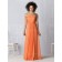 Sleeveless Orange A-line Floor-length Natural Bridesmaid Dress