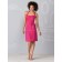 Fuchsia Taffeta Sheath Sleeveless Halter Bridesmaid Dress