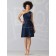 Knee-length A-line One-Shoulder Dark-Navy Ruffles Bridesmaid Dress