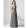 Silver Zipper Elastic-Satin Floor-length Draped/Ruffles Bridesmaid Dress