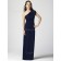 Sheath Zipper Dark-Navy Chiffon One-Shoulder Bridesmaid Dress